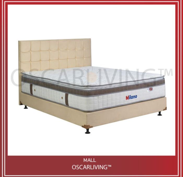 Eversoft Kasur Springbed Milano Latex Spring Putih HB Sydney Cream ...