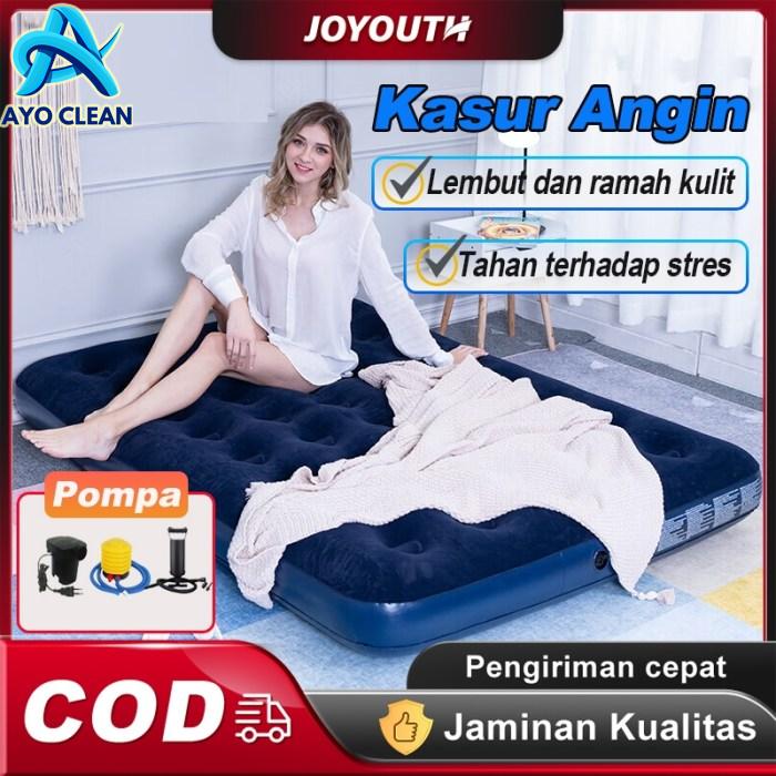 Jual Kasur Angin Queen Size kasur portable Travelling Kasur Tiup Biru ...