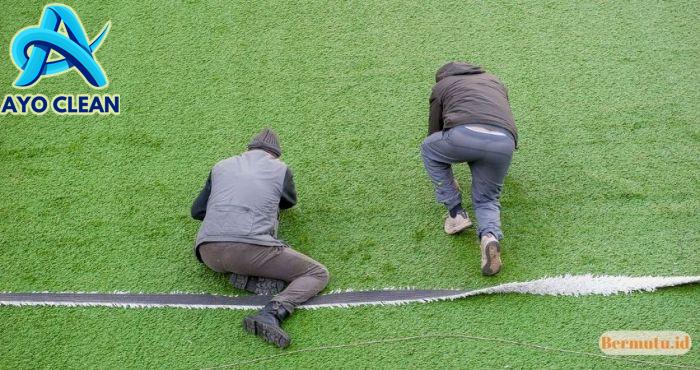 Cara pasang rumput sintetis di lantai