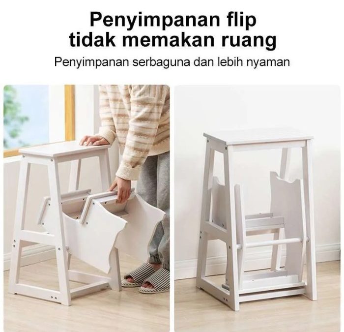 Promo Tangga Lipat Kayu Estetik 2-3 Step Tangga Rumah Lipat Kursi ...