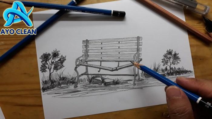Gambar Sketsa Kursi Taman - 57+ Koleksi Gambar
